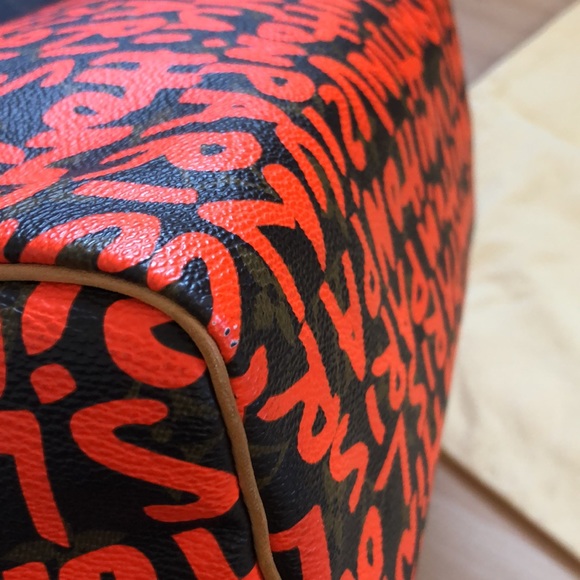 🌺🌺 STUNNING 🌺🌺 Louis Vuitton Stephen Sprouse Graffiti Speedy 30 Neon Orange - Picture 7 of 16